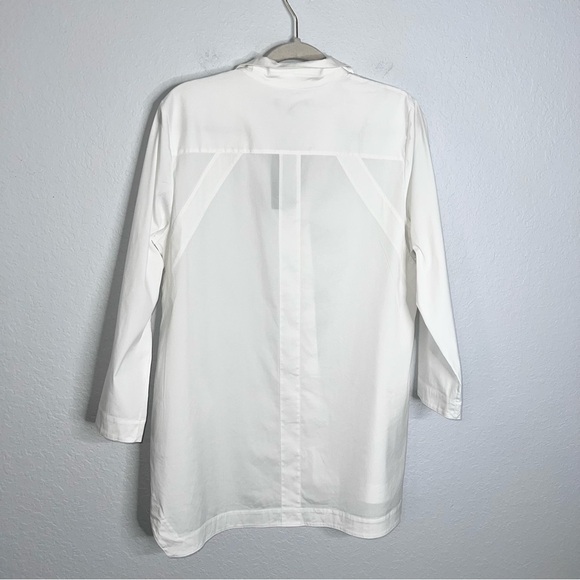 Lafayette 148 Top Women’s Large White Button Up Tunic Shirt Minimalist B2 - Picture 2 of 7